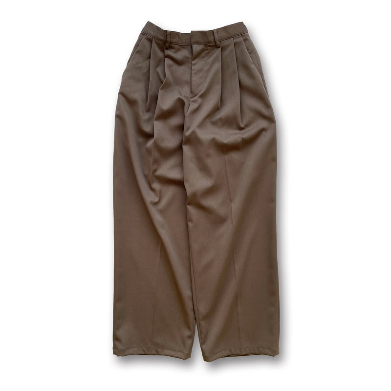 2tuck wide slacks pants / brownディティール画像