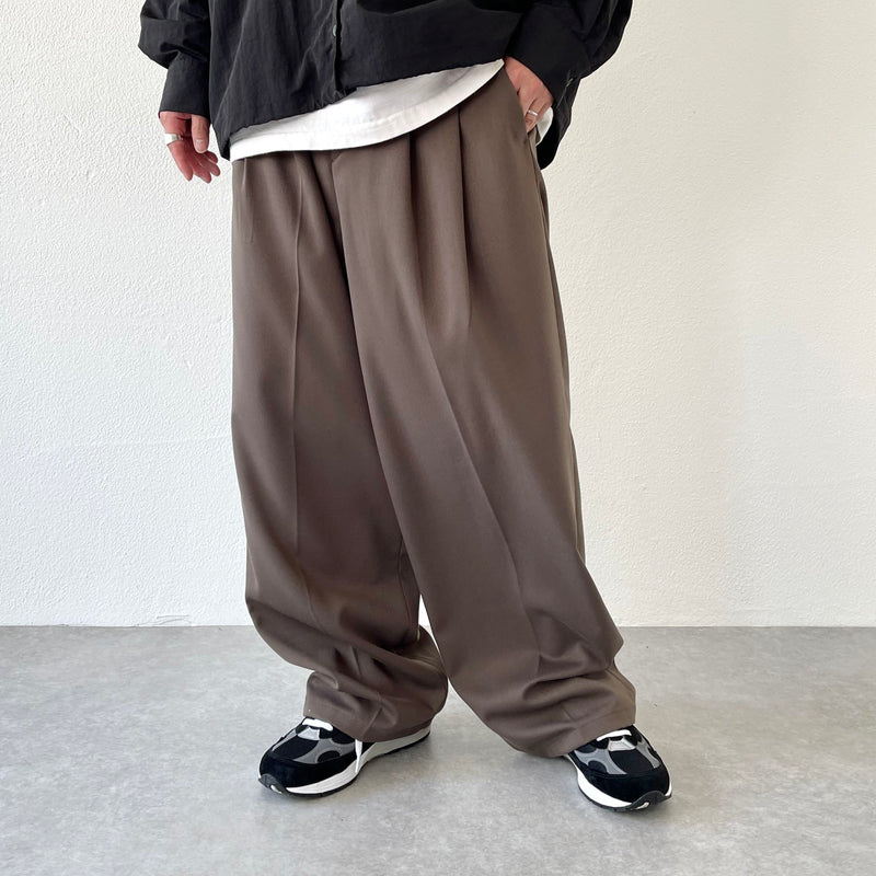 2tuck wide slacks pants / brown（2タックワイドスラックス