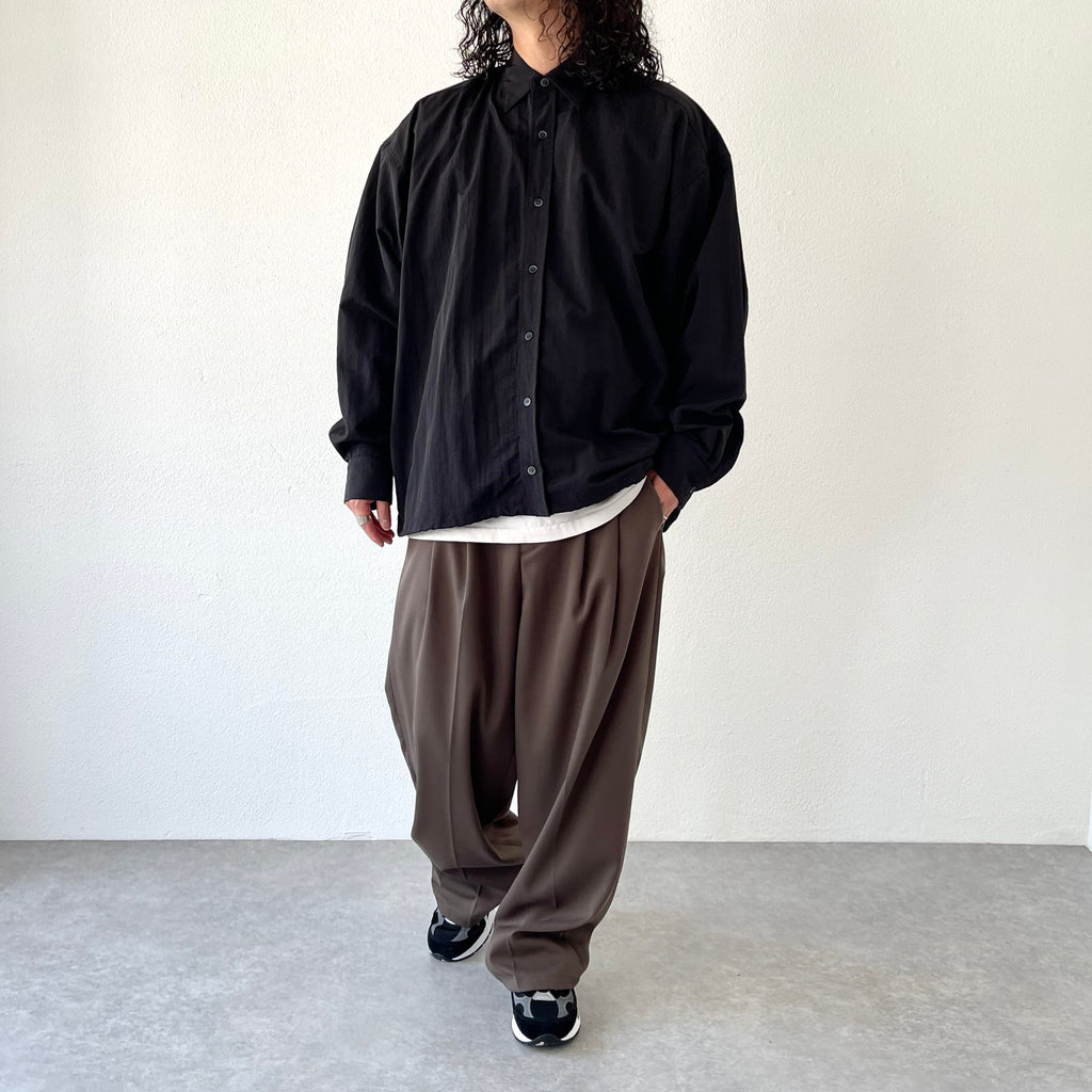 2tuck wide slacks pants / brown（2タックワイドスラックス