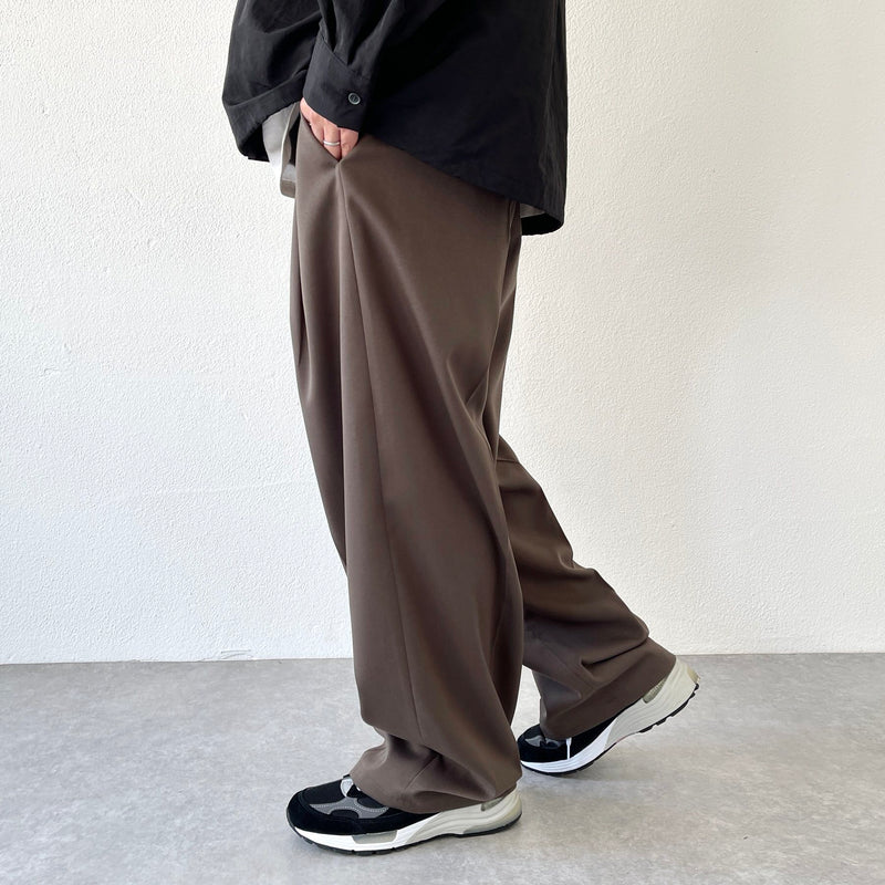 2tuck wide slacks pants / brown（2タックワイドスラックス 
