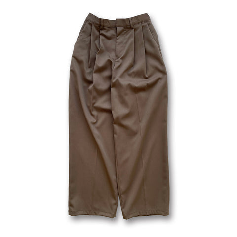 2tuck wide slacks pants / brown