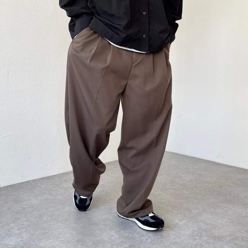 2tuck wide slacks pants / brown（2タックワイドスラックス