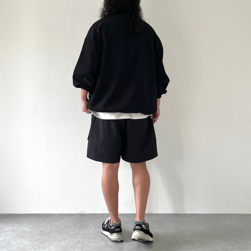 loose silhouette nylon cargo shorts / black（ルーズ