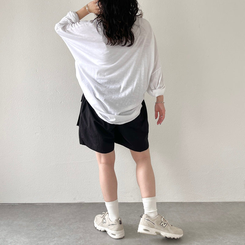 loose silhouette nylon cargo shorts / black（ルーズシルエット