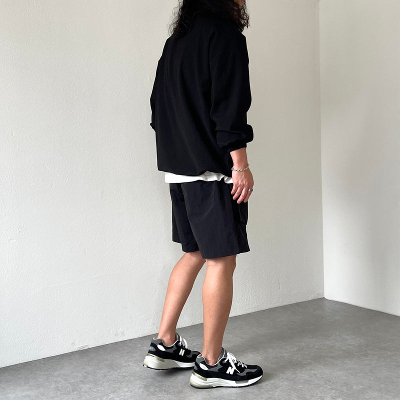 loose silhouette nylon cargo shorts / black（ルーズ