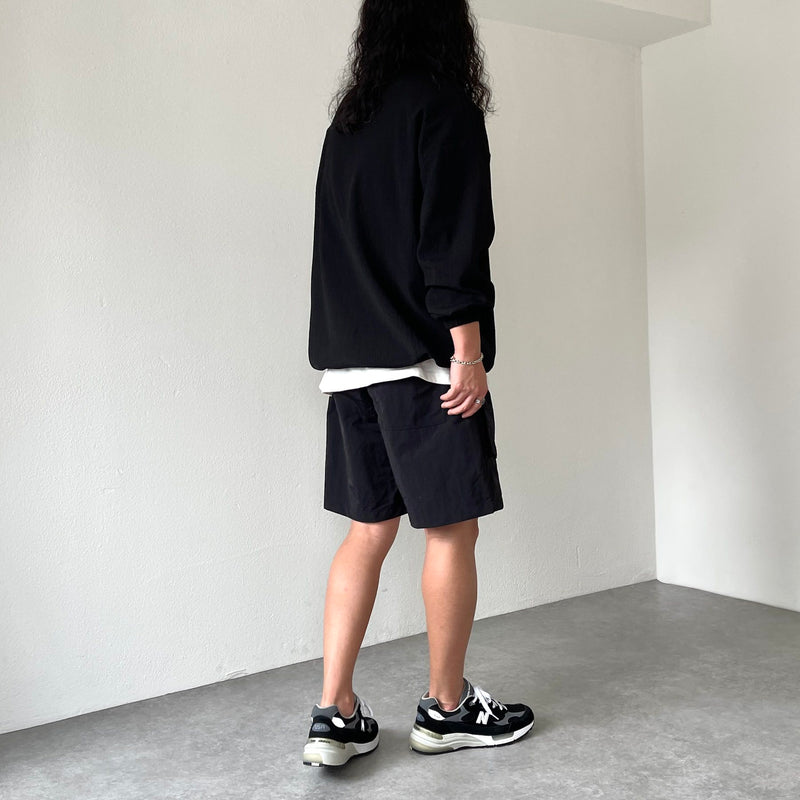 loose silhouette nylon cargo shorts / black（ルーズシルエット