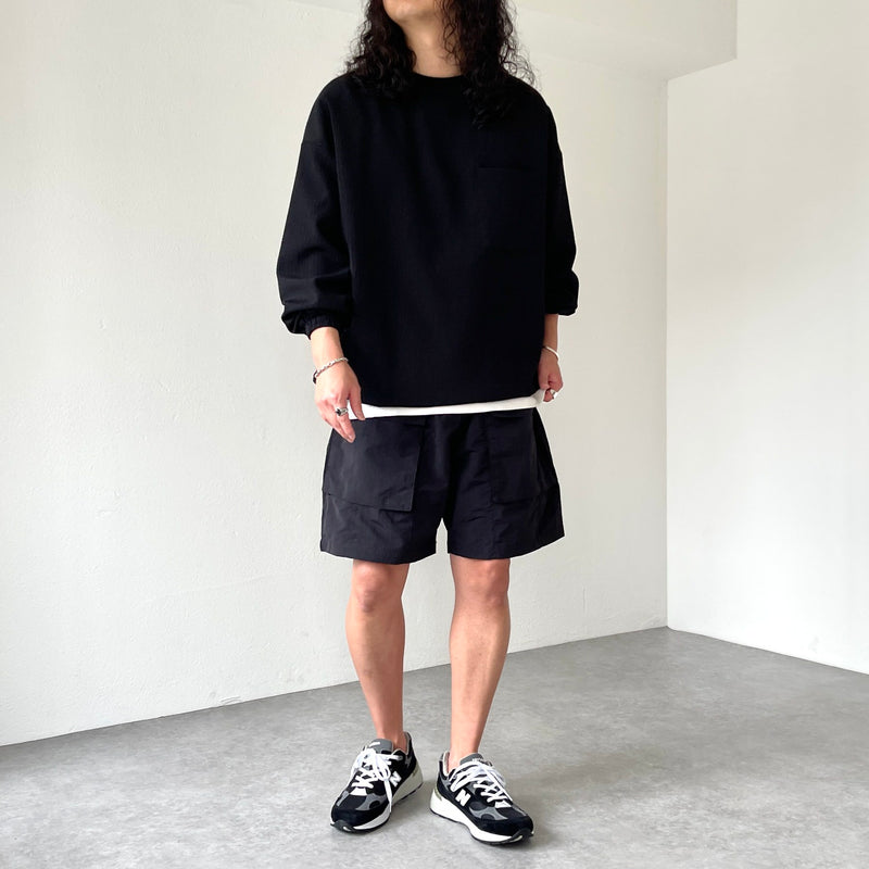 loose silhouette nylon cargo shorts / black（ルーズシルエット 