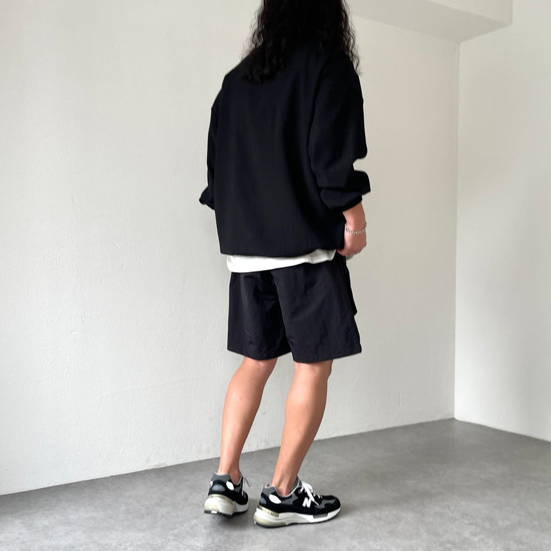 loose silhouette nylon cargo shorts / black（ルーズシルエット