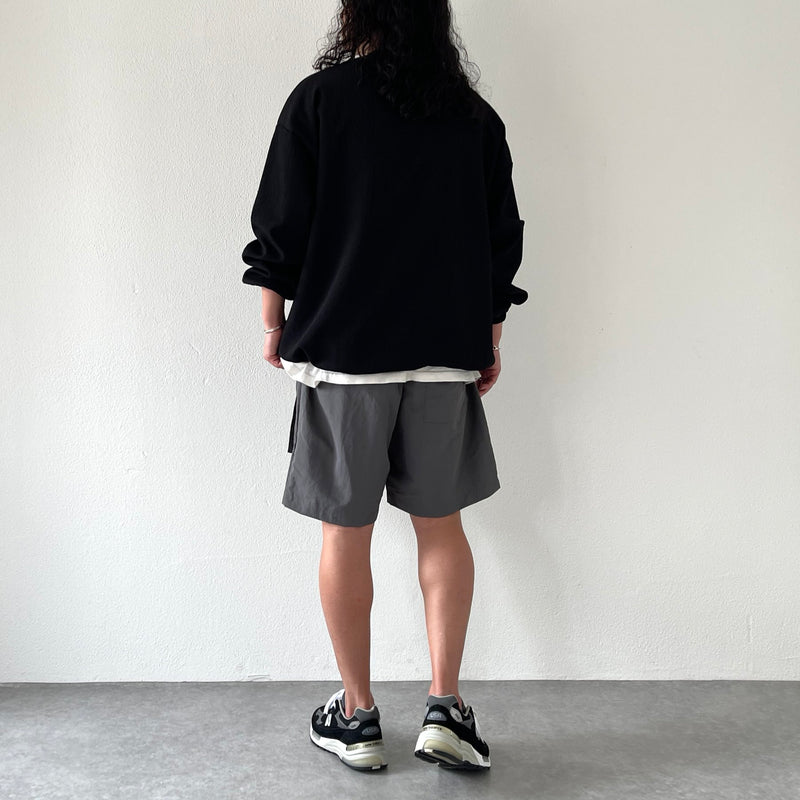 loose silhouette nylon cargo shorts / charcoal（ルーズシルエット