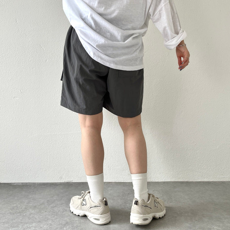 charbon シャルボン ナイロンカーゴショーツ Lサイズ loose silhouette nylon cargo shorts / black（ルーズ