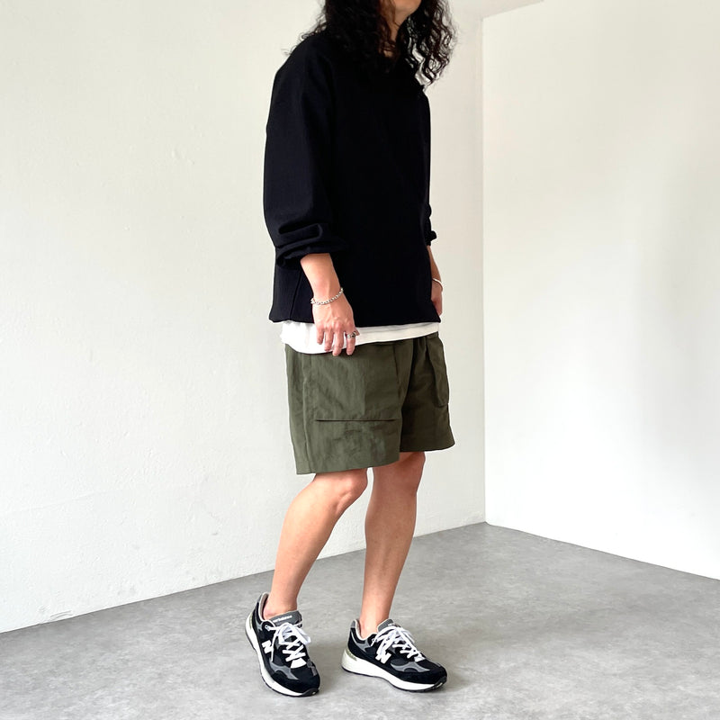loose silhouette nylon cargo shorts / olive（ルーズ