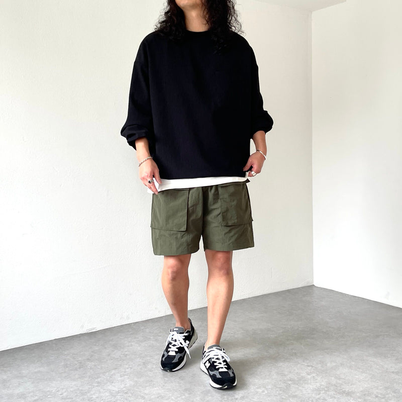 loose silhouette nylon cargo shorts / olive（ルーズシルエットナイロンカーゴショーツ / オリーブ） |  natto | ナット 公式オンラインショップ