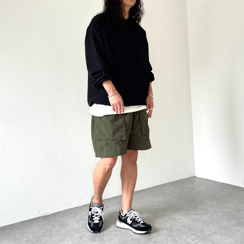 loose silhouette nylon cargo shorts / olive（ルーズ