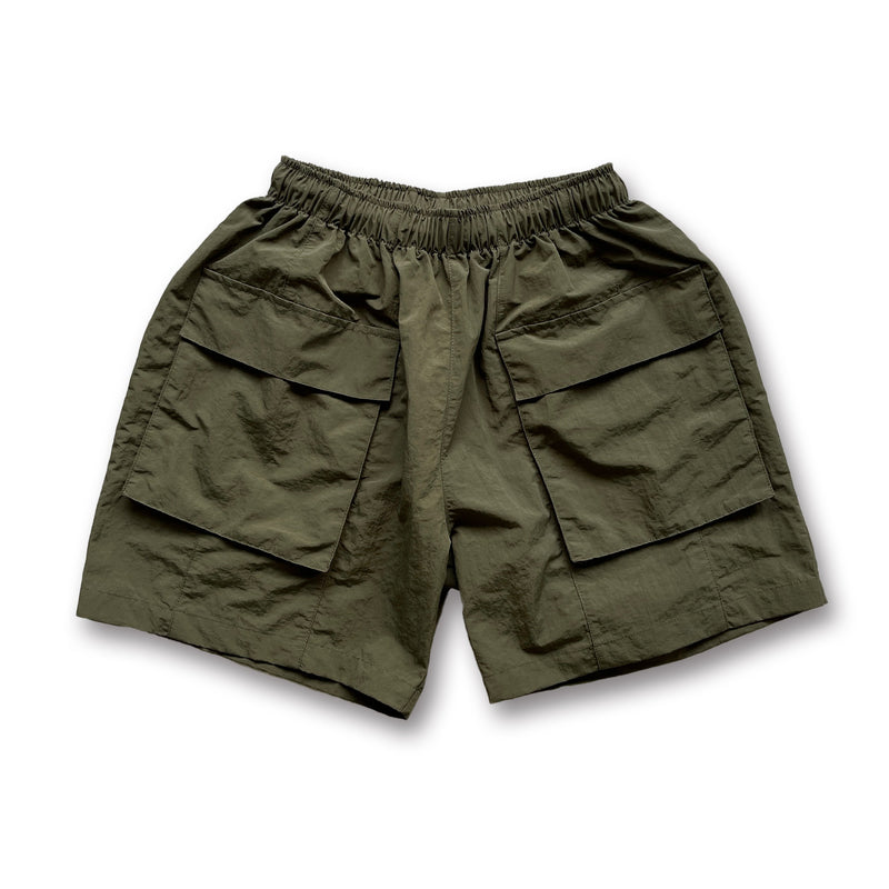 loose silhouette nylon cargo shorts / oliveディティール画像