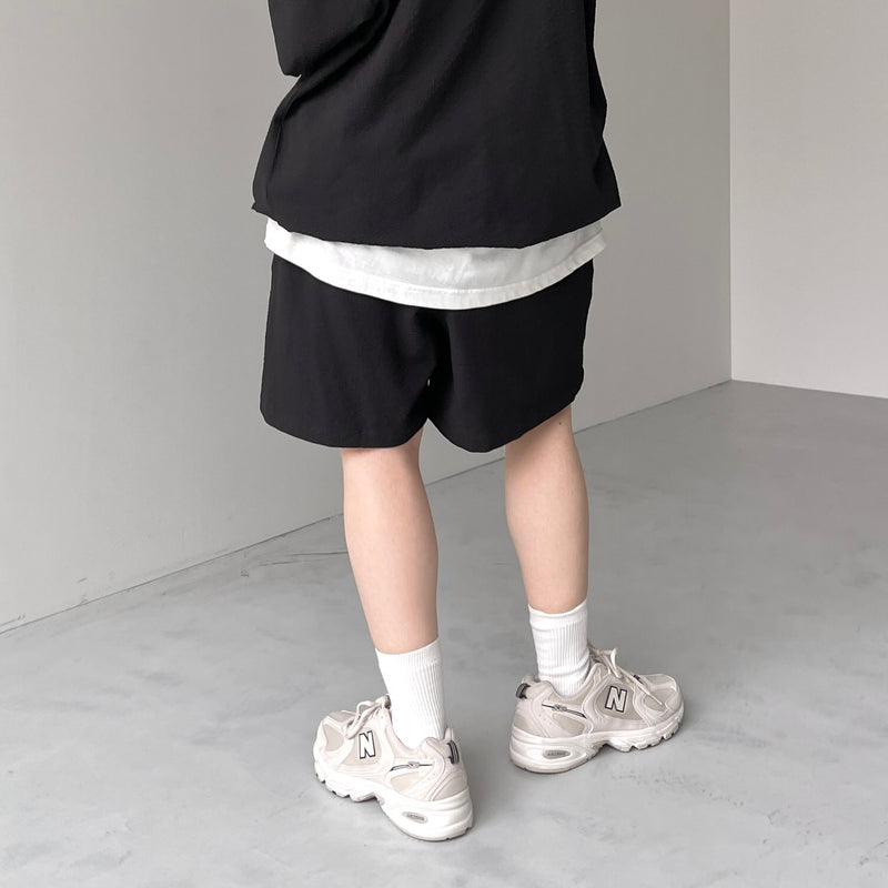 loose silhouette seersucker relax shorts / black（ルーズシルエット