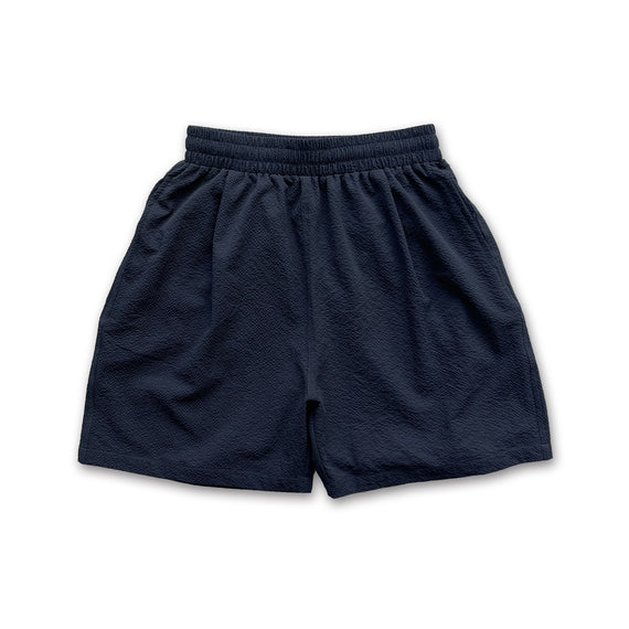 loose silhouette seersucker relax shorts / navy