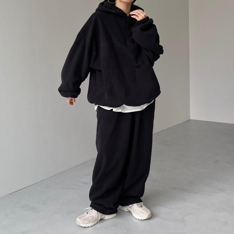 relax silhouette fleece pants / black（リラックス シルエット