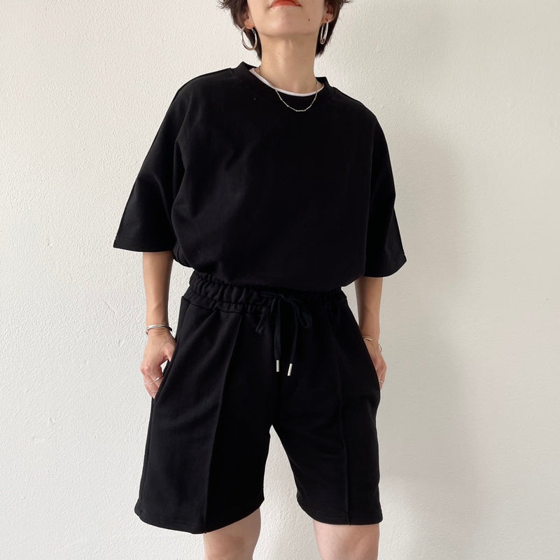 スウェットセット ツーピース リラックス ルーズ relax sweat set up / black（リラックススウェットセットアップ