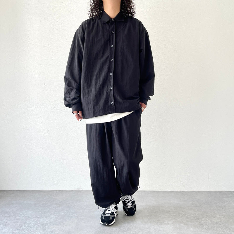 loose silhouette nylon shirt set up / black（ルーズシルエット