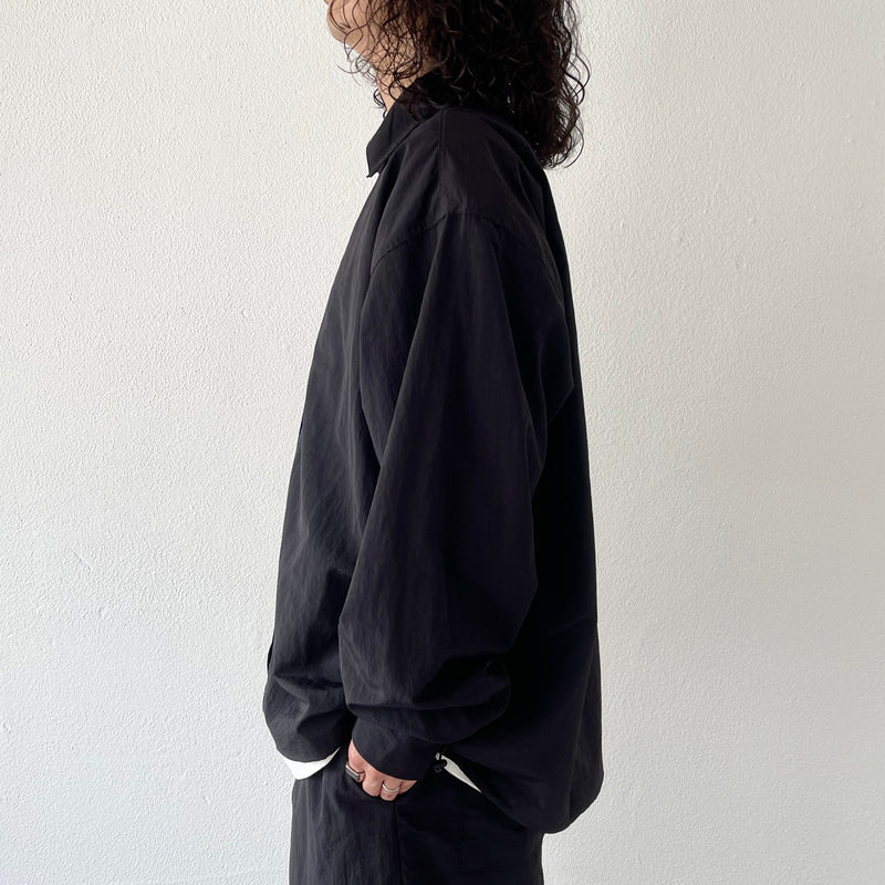 loose silhouette nylon shirt set up / black（ルーズシルエット