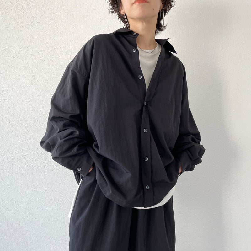 loose silhouette nylon shirt set up / black（ルーズシルエット 