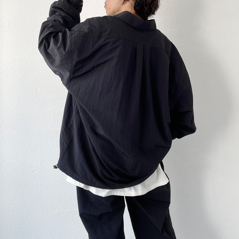 loose silhouette nylon shirt set up / black（ルーズシルエット