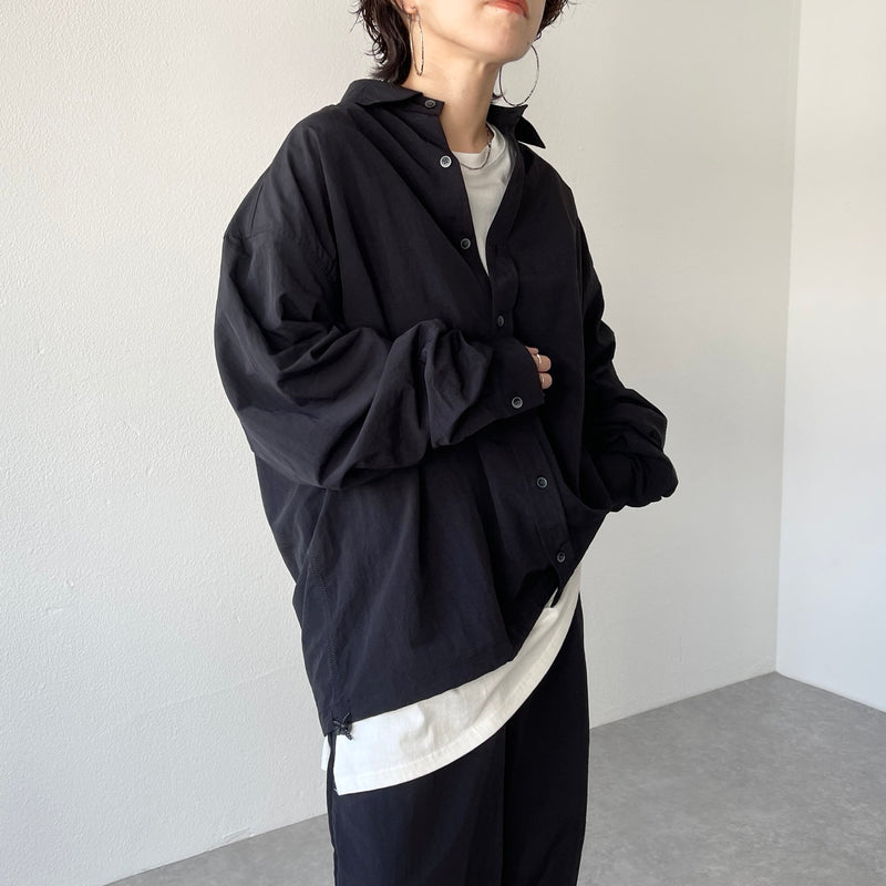 loose silhouette nylon shirt set up / black（ルーズシルエット