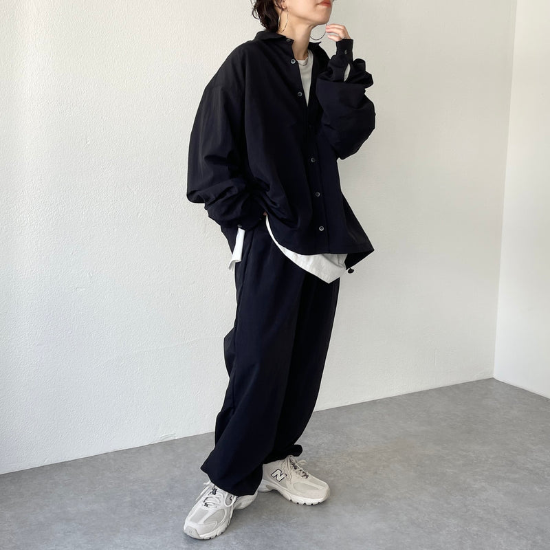 natto loose silhouette nylon shirt setup