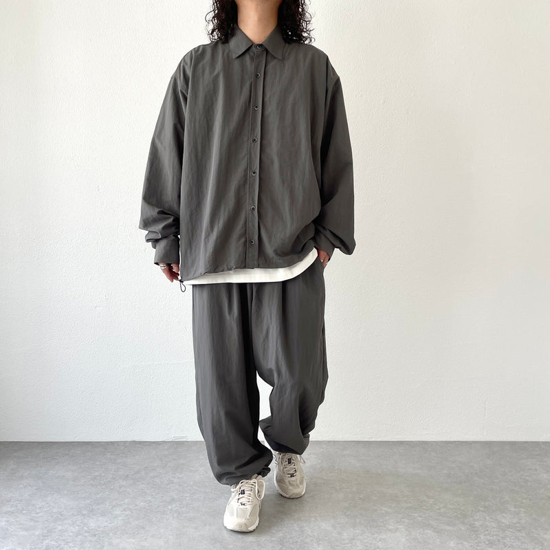 loose silhouette nylon shirt set up / charcoal（ルーズシルエット