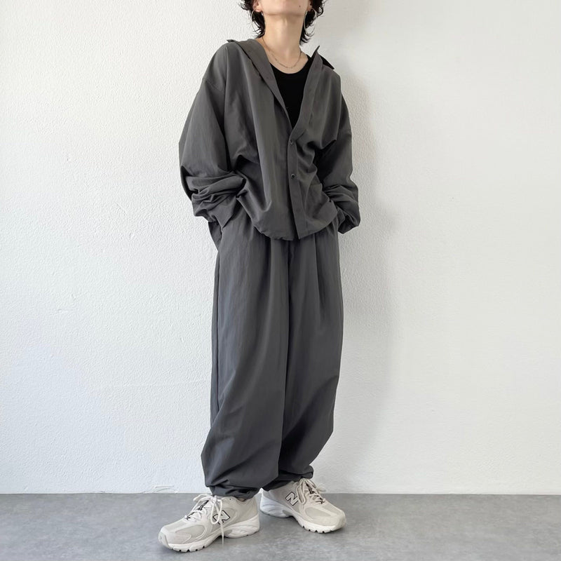 loose silhouette nylon shirt set up / charcoal（ルーズシルエット