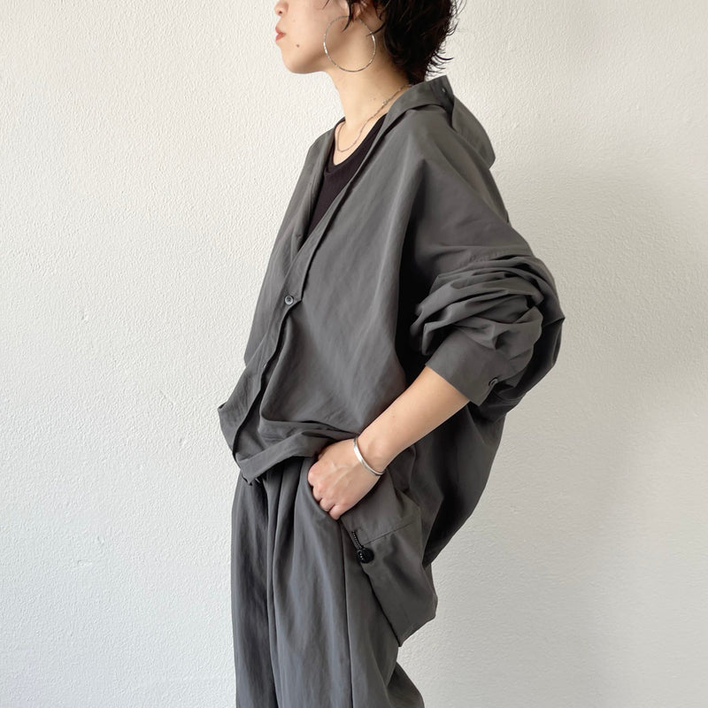 loose silhouette nylon shirt set up / charcoal（ルーズシルエット 