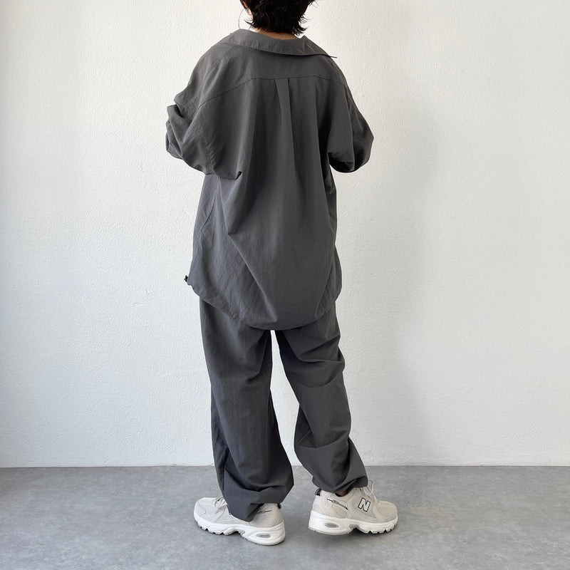 loose silhouette nylon shirt set up / charcoal（ルーズシルエット