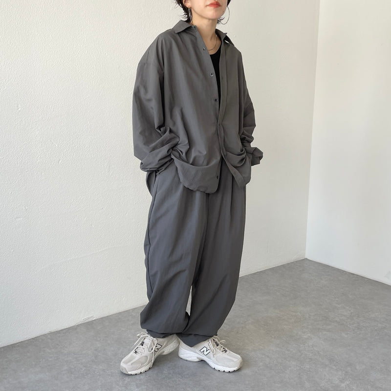 即日配送 natto loose silhouette nylon shirt setup | www.happychild.co