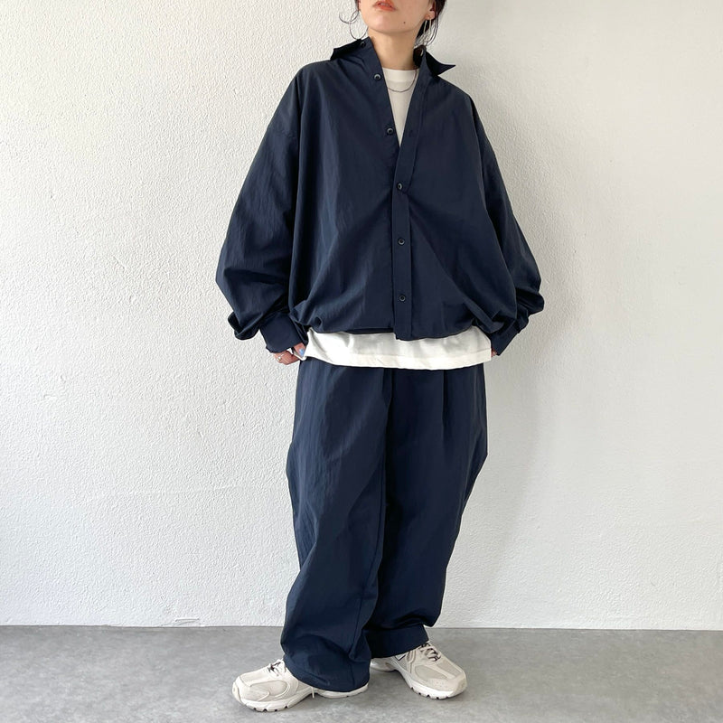 loose silhouette nylon shirt set up / navy（ルーズシルエット 