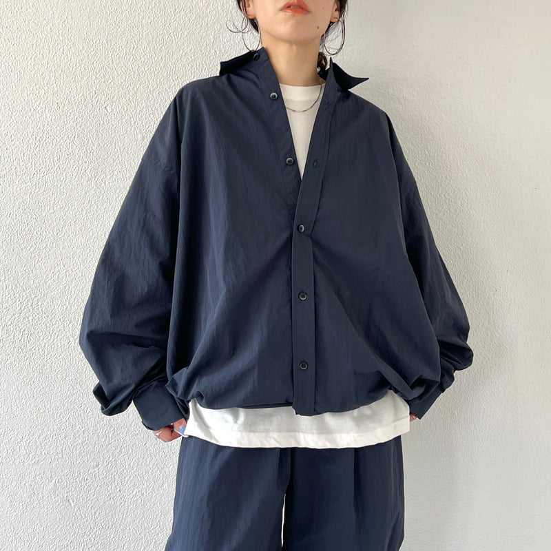 loose silhouette nylon shirt set up / navy（ルーズシルエットナイロンシャツセットアップ / ネイビー） |  natto | ナット 公式オンラインショップ