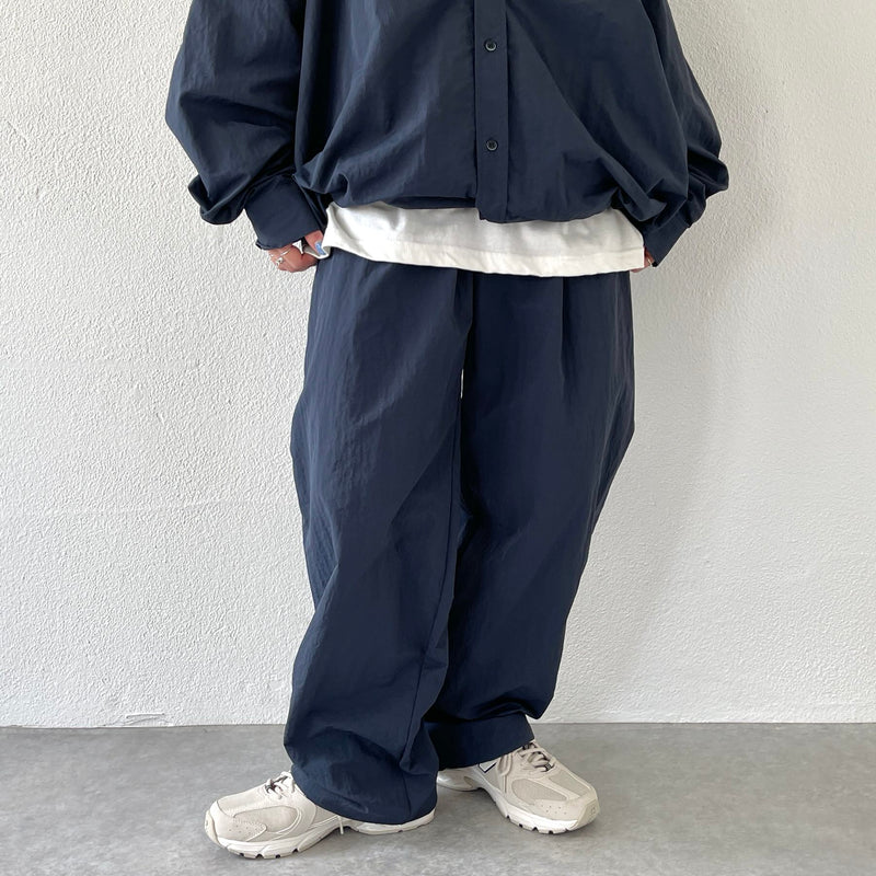 loose silhouette nylon shirt set up / navy（ルーズシルエット 