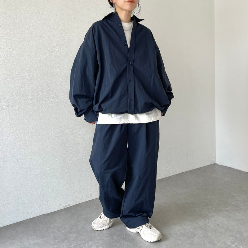 トップス loose silhouette nylon shirt set up loose silhouette nylon shirt set up / black（ルーズ