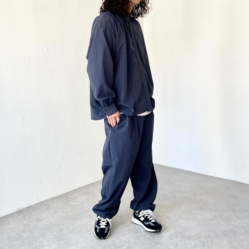 loose silhouette nylon shirt set up / navy（ルーズシルエットナイロンシャツセットアップ / ネイビー） |  natto | ナット 公式オンラインショップ