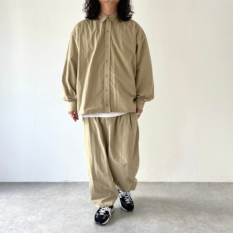 loose silhouette nylon shirt set up / beige（ルーズシルエット