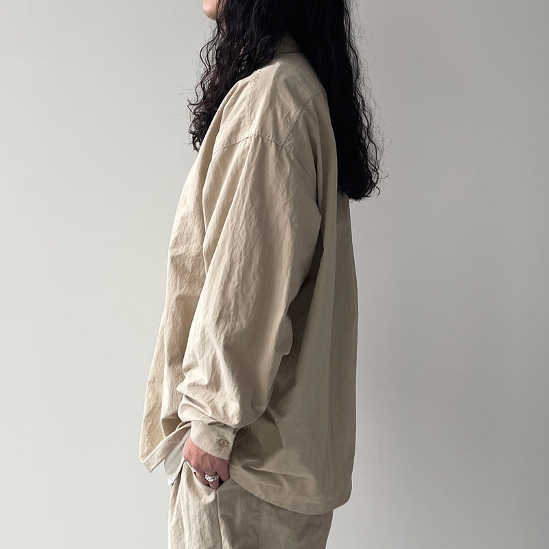 loose silhouette nylon shirt set up / beige（ルーズ