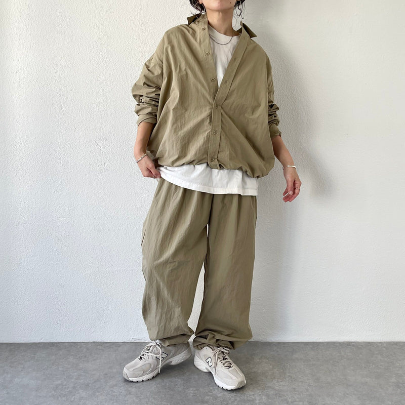 loose silhouette nylon shirt set up / beige（ルーズシルエット