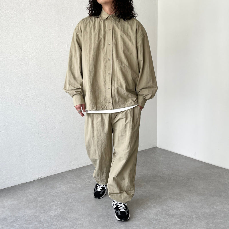 loose silhouette nylon shirt set up / beige（ルーズシルエット