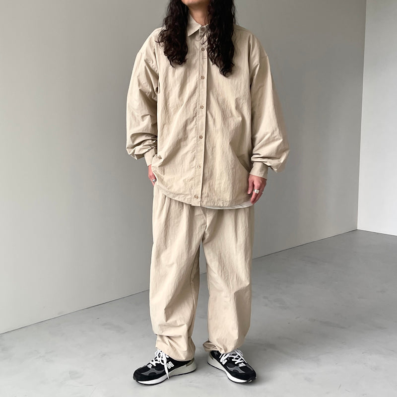 loose silhouette nylon shirt set up / beige（ルーズシルエット