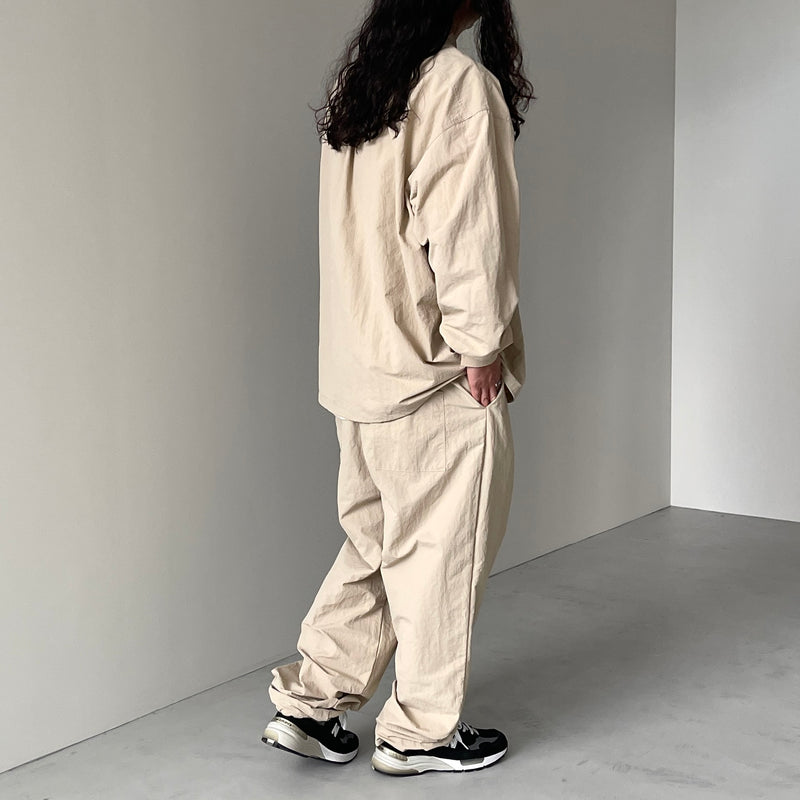 【natto nylon shirt set up】 loose silhouette nylon shirt set up / beige（ルーズ