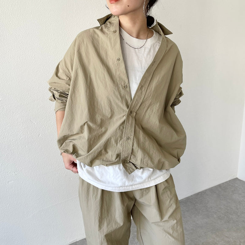 loose silhouette nylon shirt set up / beige（ルーズシルエット