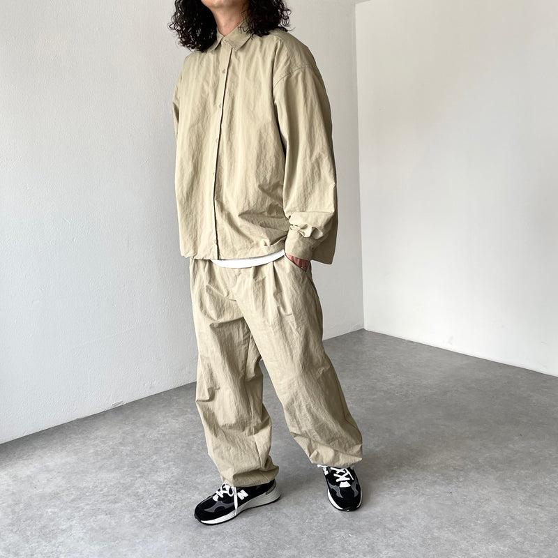 loose silhouette nylon shirt set up / beige（ルーズシルエット 