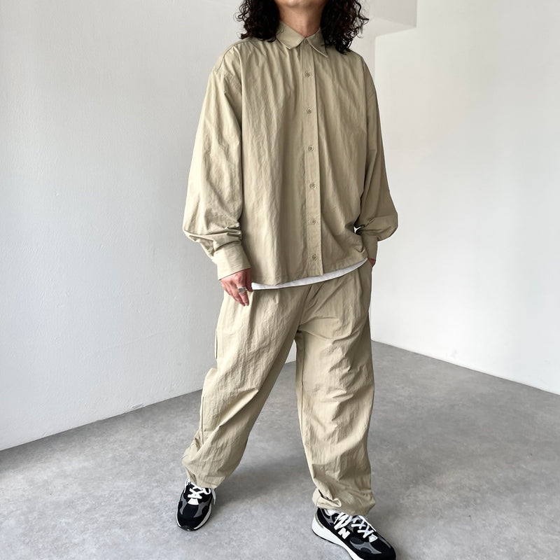 loose silhouette nylon shirt set up / beige（ルーズシルエット