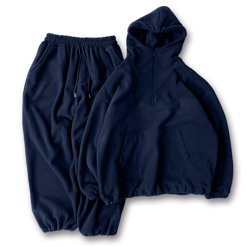 relax silhouette fleece set up / navyディティール画像