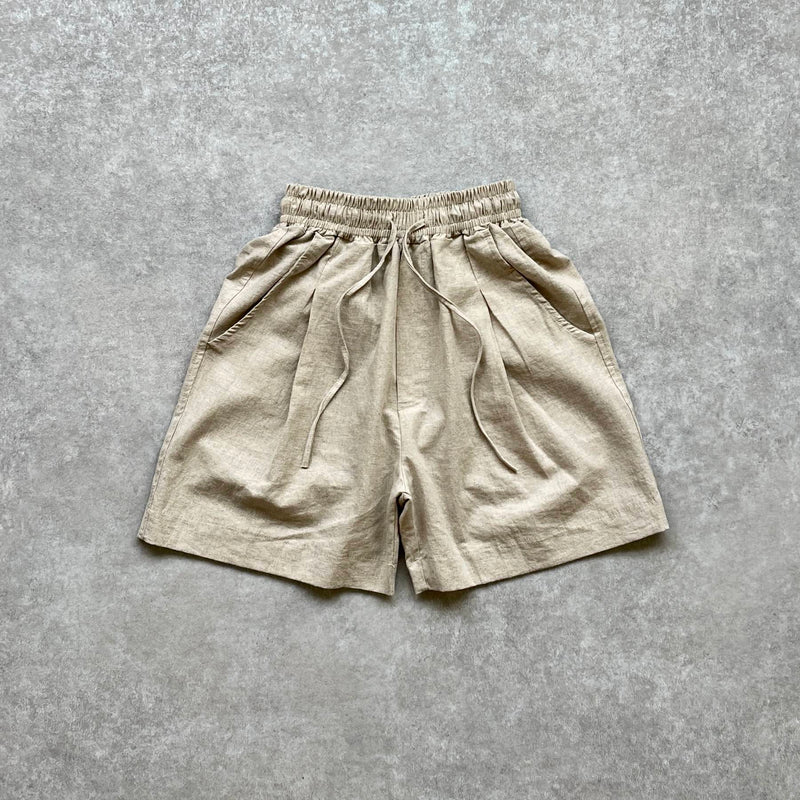 【SAMPLE】loose silhouette linen shorts / beigeディティール画像
