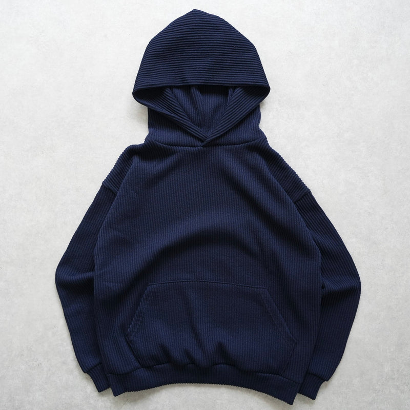 【SAMPLE】vintage like knit hoodie / navyディティール画像